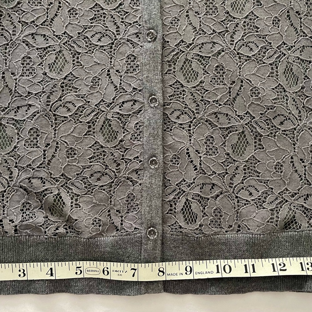 LOFT Gray Lace Cotton/Nylon Stretch Women's Light Sweater - Picture 13 of 15